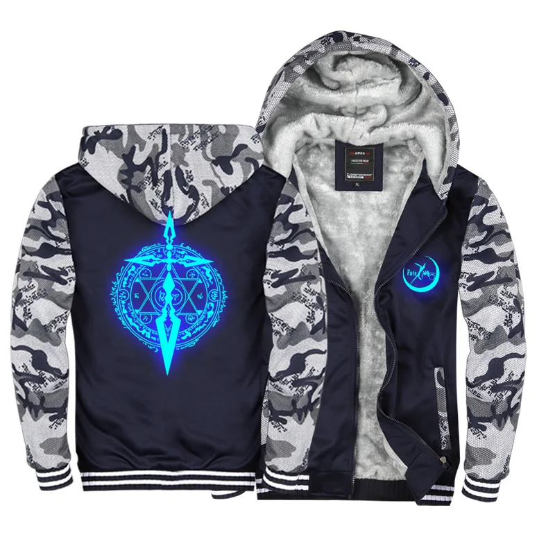 Fate Zero Stay Night Anime Black Hoodies Cardigan Sweatshirts Harajuku Streetwear Zipper Jacket Student Men Hoodies Coats Autumn