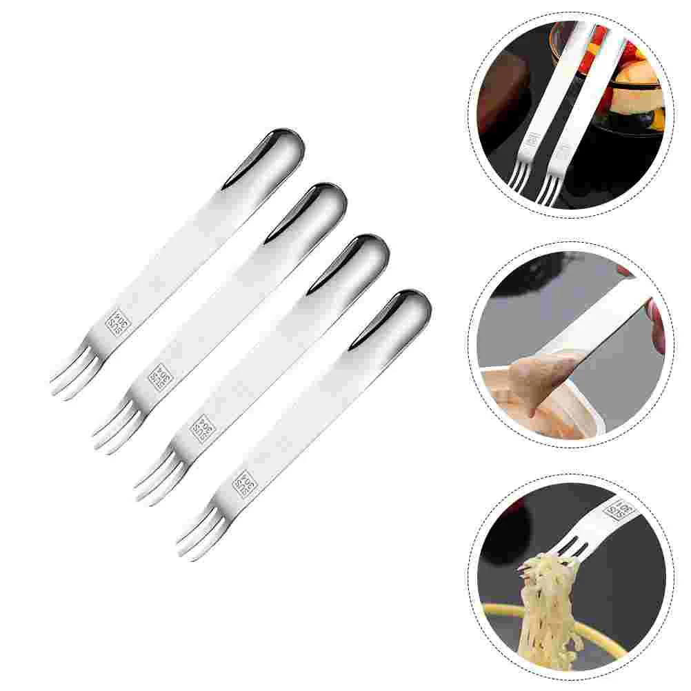 

4 Pcs Stainless Steel Fruit Spoons Fork Multi-functional Spoons Metal Tableware