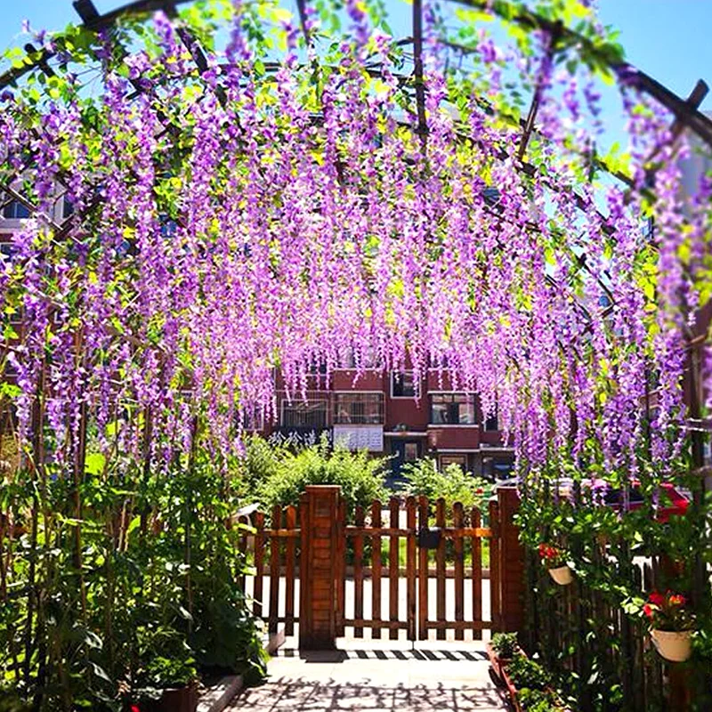 Шелковая Глициния, подвесная лоза для свадьбы, домашнее искусственное украшение для стены, сада, корзина с цветами, креативный реквизит для фотосъемки 186 см