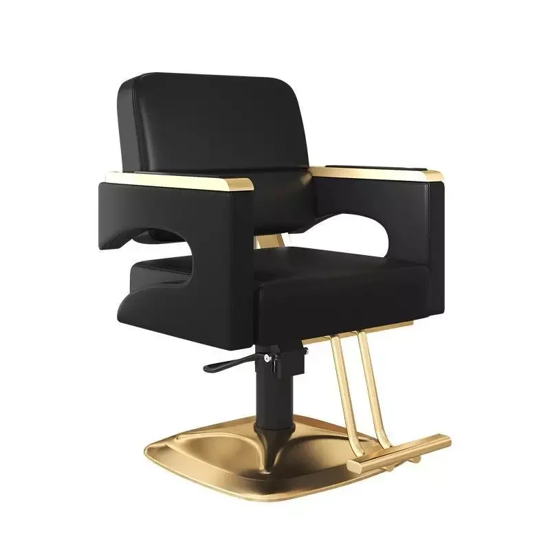 

Высококачественное кресло для парикмахерской, можно вращать и поднимать, черное металлическое парикмахерское кресло из нержавеющей стали