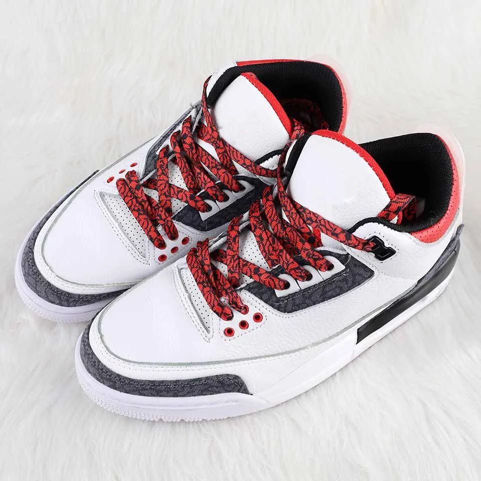 8MM Individual Burst Crack Jumpman 3 3s 4 4s 10 pairs Red Grey Flat Shape 2 Color For Duck SB Elephant Low Basketball Shoes