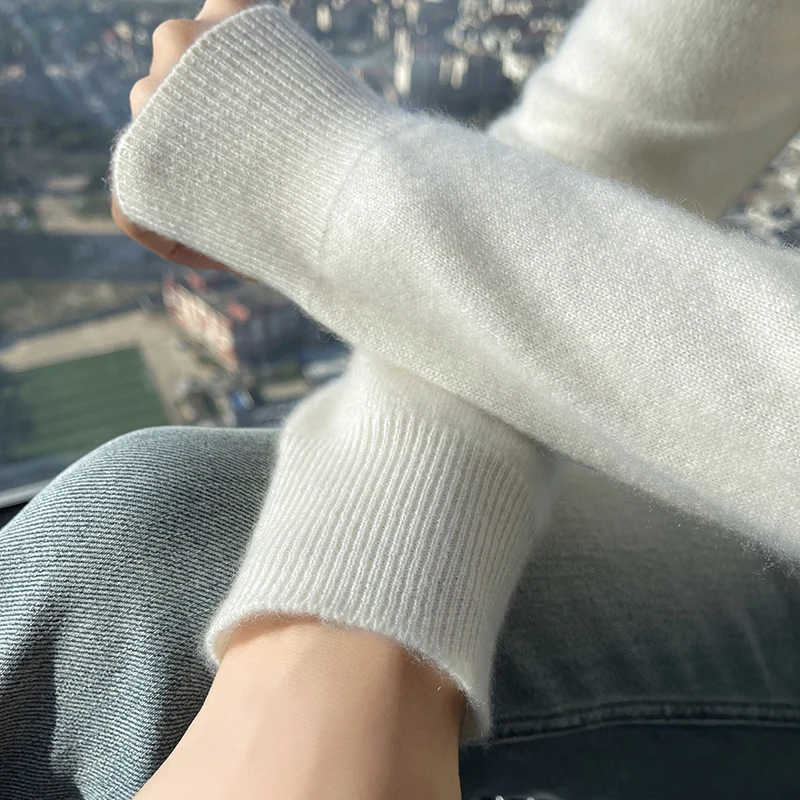 Женский кашемировый свитер Bai Baihe контрастный пуловер с отложным воротником и