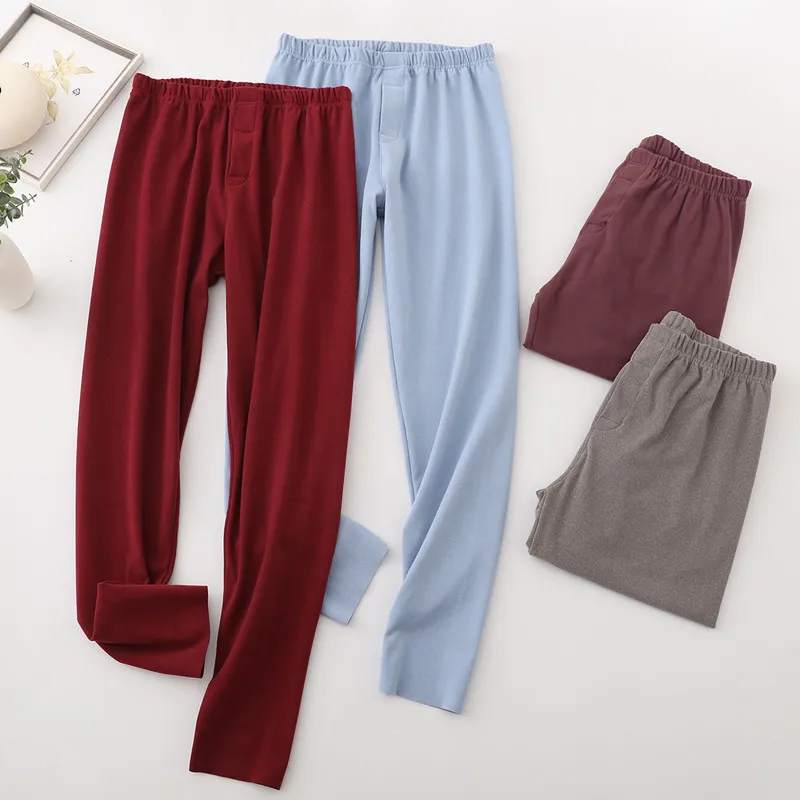 Fdfklak Heat Thermal Pants For Men's Winter Thin Velvet Sleepwear Bottoms Pajamas Pant Casual Nightwear Male Home Trousers