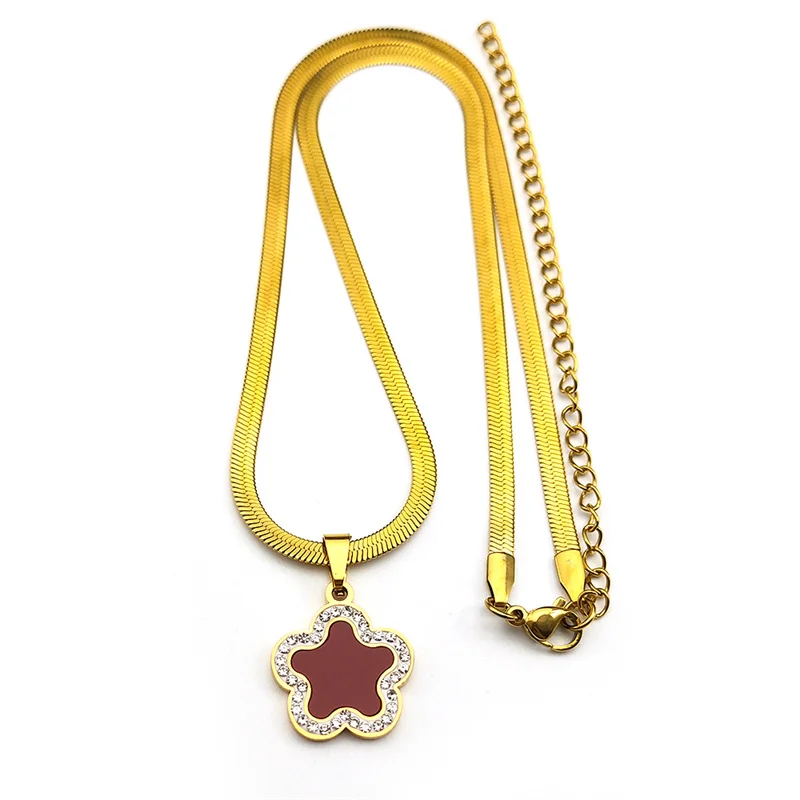 Золотое/серебряное Ожерелье С Подвеской Для Женщин И Девочек Красным Цветком