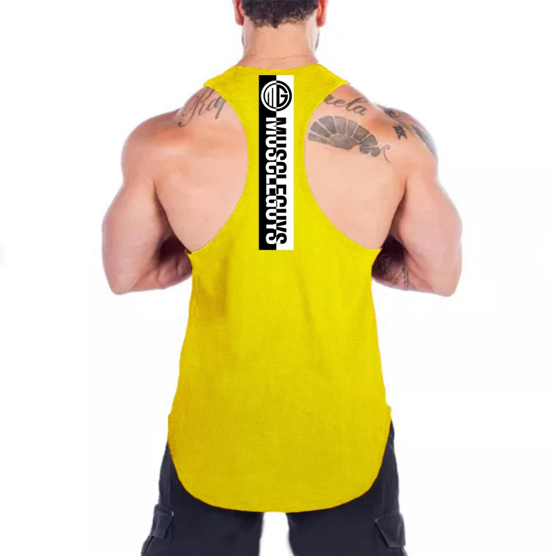 Летняя свободная сетчатая дышащая быстросохнущая футболка с принтом Muscleguys