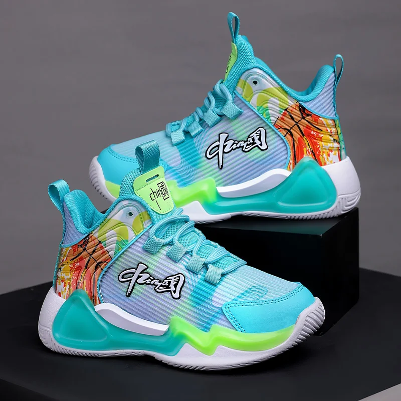 2022 Autumn Double-sided Net Children's Sports Teenagers Boys Girls Basketball Shoes Light Sports Shoes Running Shoes