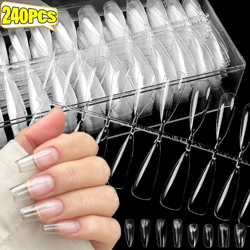 Красивые искусственные ногти 24/240 шт. прозрачные акриловые накладные с полным