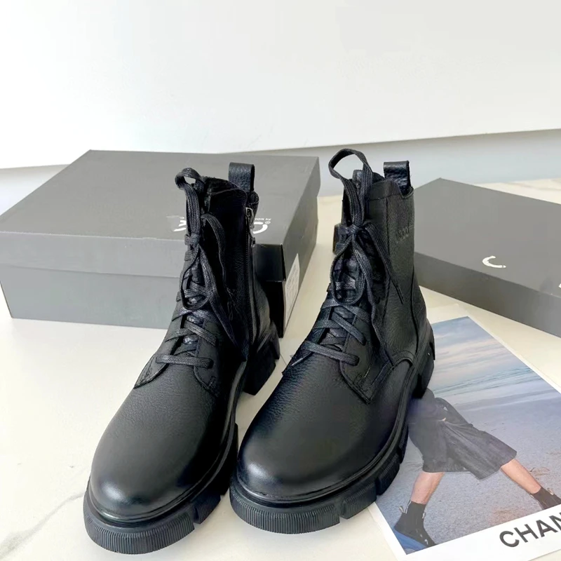 Golf Women's Shoes Autumn and Winter New Martin Boots Top Layer Cowhide Rubber Sole Non-Slip Rainproof Comfortable Ladye‘s Shoes