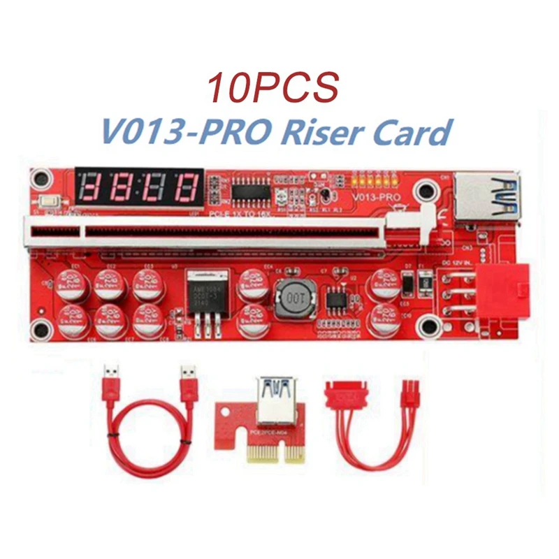 

V013 Pro Pcie карта расширения Pcie X1 до X16, графическая карта расширения, удлинитель кабеля, контроль температуры для майнинга