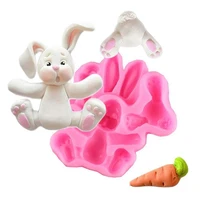 3d rabbit easter bunny silicone mold cupcake topper fondant cookie baking candy chocolate mould cake mold decoration accessories
