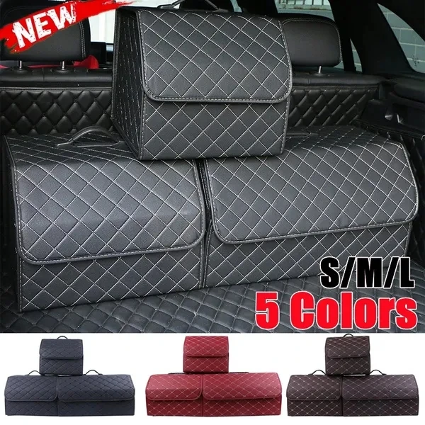 

Car Trunk Storage Box Foldable PU Leather Bag High Capacity Car Interior Organizer Stowing Tidying Traveling Storager Case