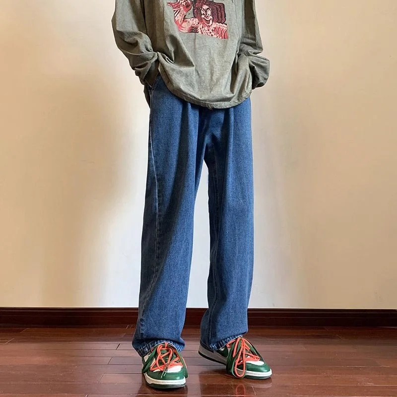 5 Colors Baggy Jeans Men Fashion Casual Loose Straight Jeans Men Streetwear Hip Hop Wide Legs Denim Pants Mens Trousers M-2XL