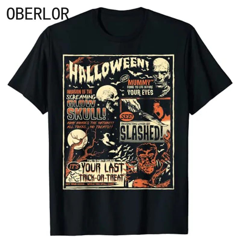 

Винтажные рубашки с ужасным фильмом, Постер ужасов, старое время, Хэллоуин, Готическая футболка, графические футболки, летняя одежда для женщин, оптовая продажа