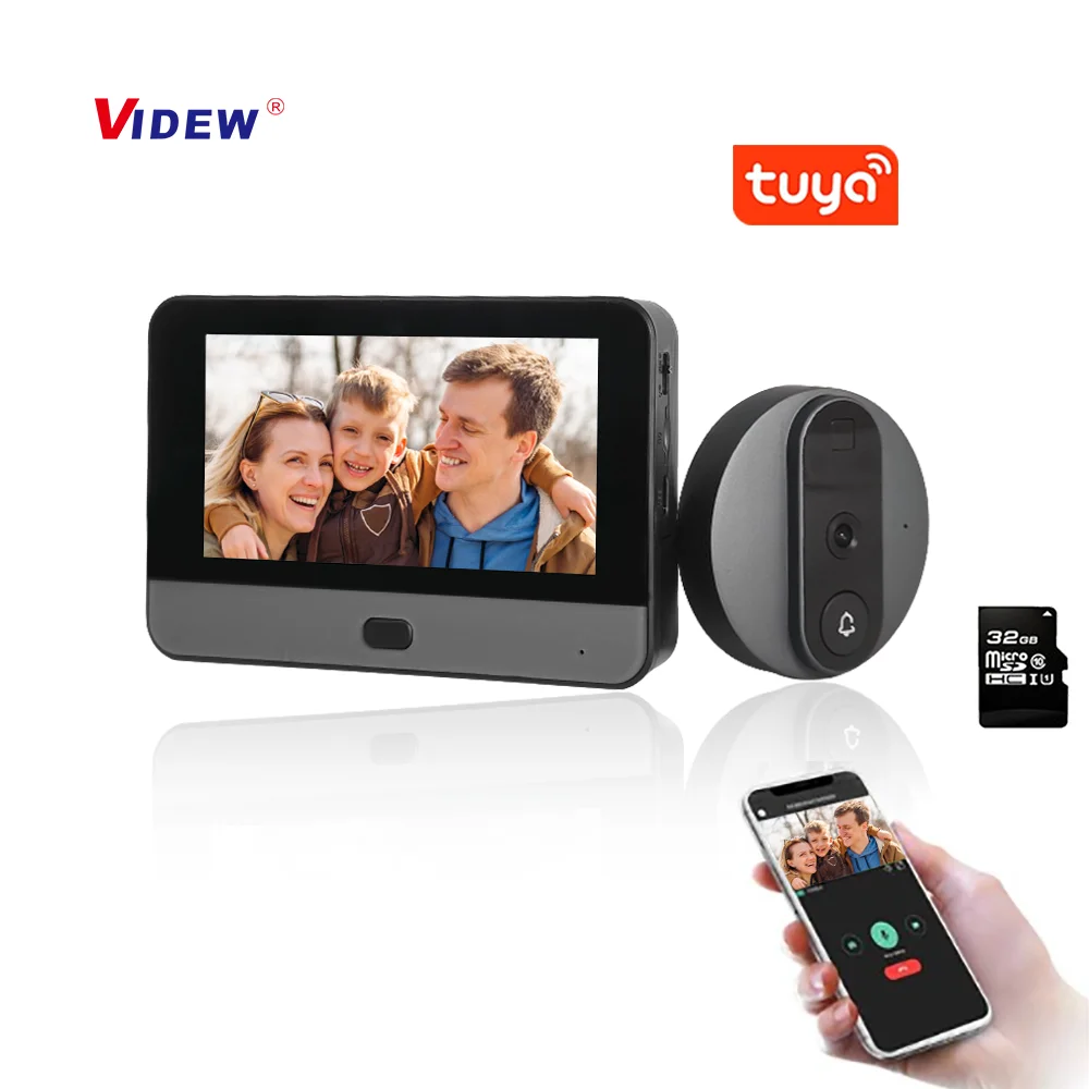 Tuya Smart Home Doorbell 1080P Door Peephole Camera with Monitor Wireless Video Doorbell Intercom PIR for Security Protection