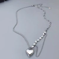 mihua heart chain necklace luxury crystal cz heart pendant necklace ladies party pearl chunky jewelry gifts for girls
