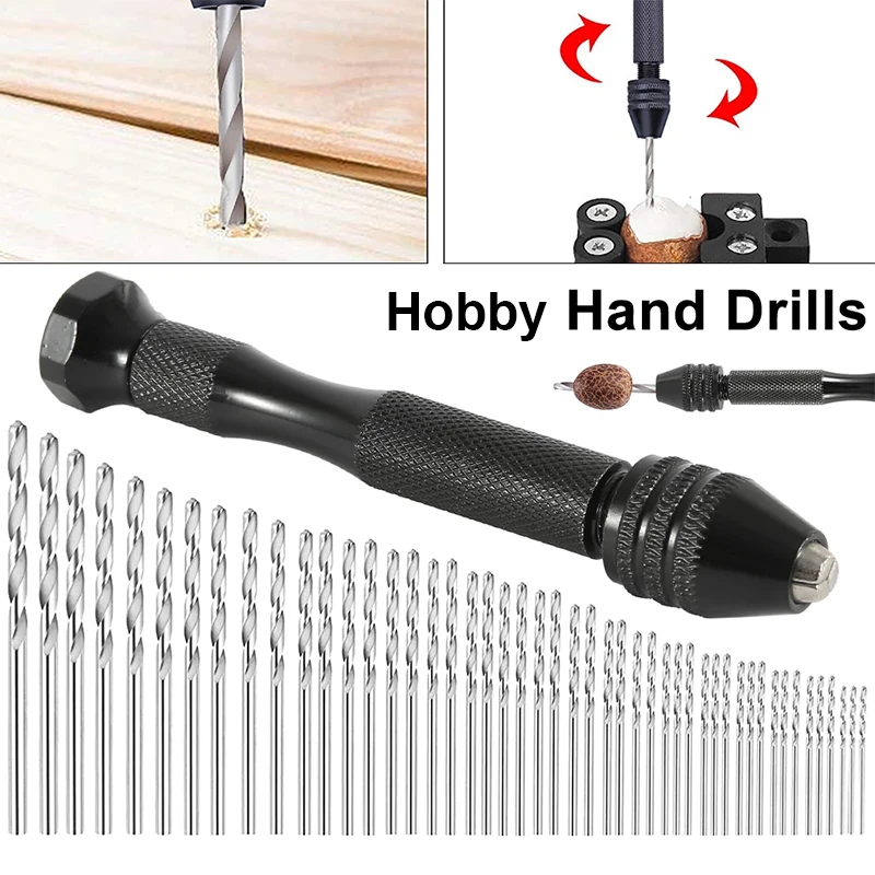 

0.3-3.4mm Precision Pin Vise Hobby Drill Bits with Model Twist Hand Drill Bits Set for DIY Drilling Woodworking Tool Accessories