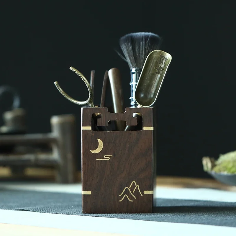 

Ebony solid wood household tea ceremony six gentlemen's suit Kung Fu tea set accessories Daquan tea making tools tea clip s