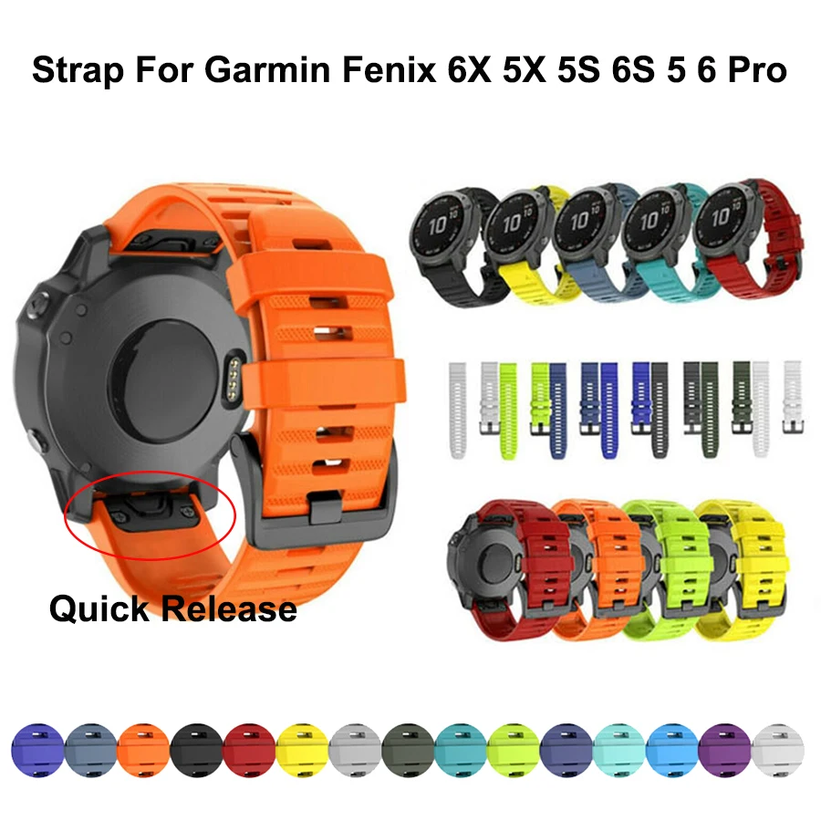 

22 26MM Silicone Watchband Strap for Garmin Fenix 6X 6 6S 7X 7 Fenix 5X 5 5S 3HR 935 Smart watch Correa Easyfit Wrist Band
