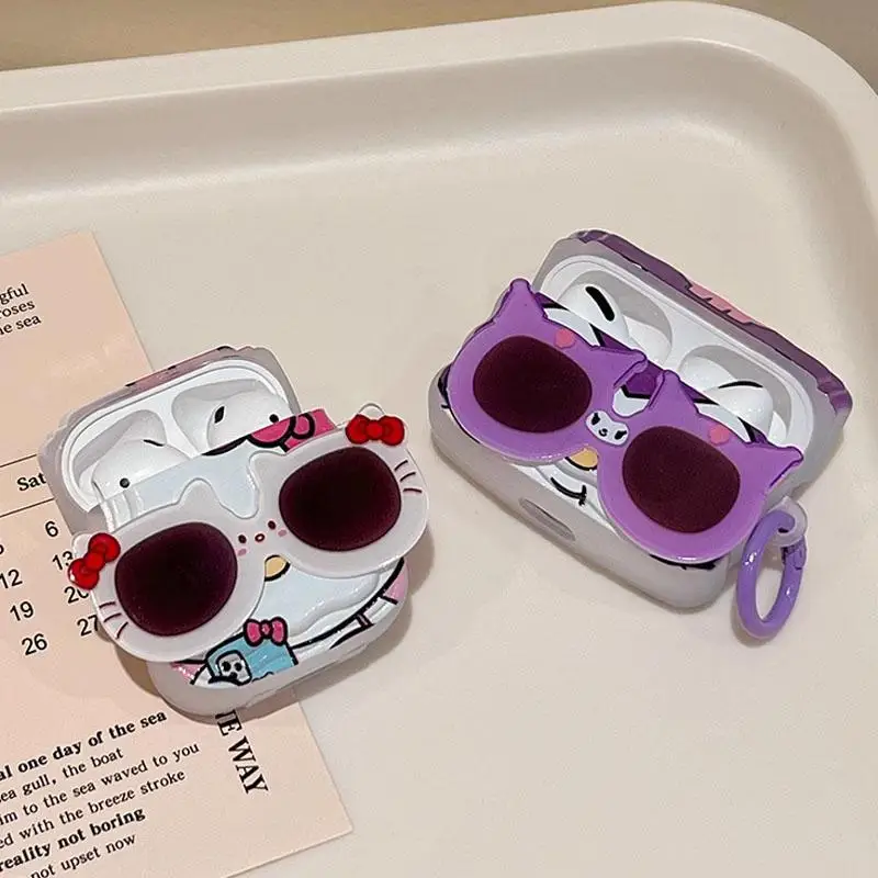

Kawaii Sanrio Kuromi Hello Kitty мультфильм стерео солнцезащитные очки Kt Cat Airpods1/2 Pro беспроводные Bluetooth наушники Декоративные искусственные