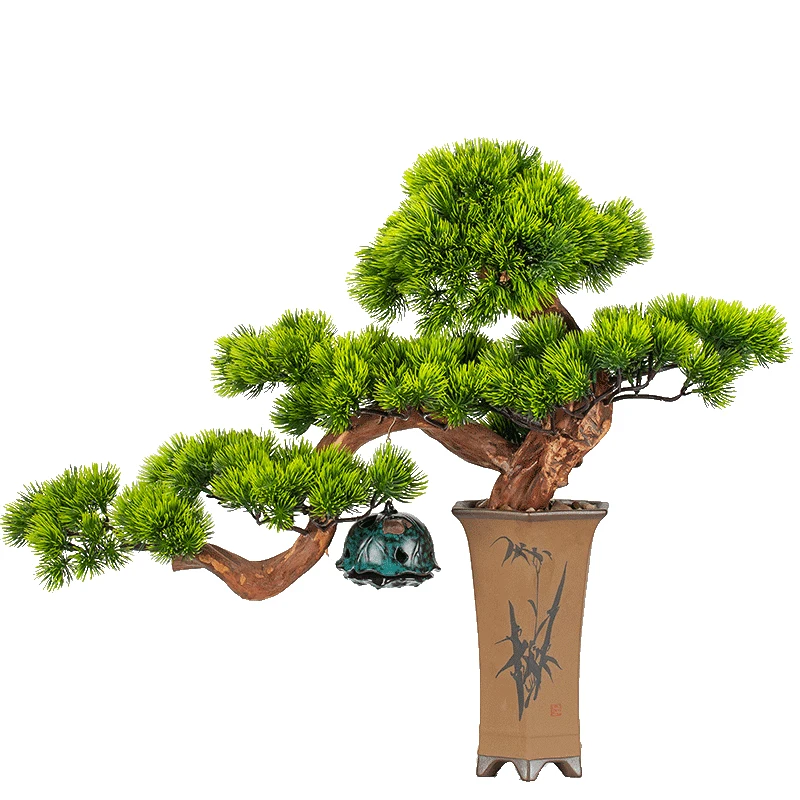 

YY Chinese Style Artificial Greeting Pine Bonsai Plant Podocarpus Macrophyllus Decoration Green Plant