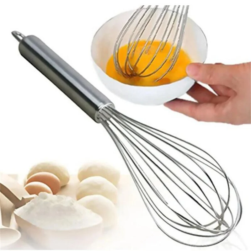 

8/10/12 Inches Stainless Steel Balloon Wire Whisk Manual Egg Beater Mixer Kitchen Baking Utensil Milk Cream Butter Kitchen Tool