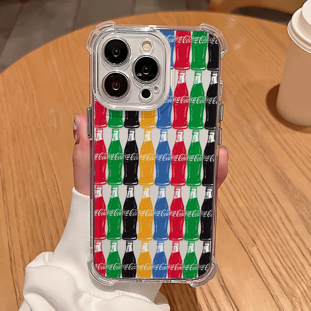 Фото Прозрачный противоударный чехол для iPhone с дизайном Coca-Cola для моделей 17, 16e, 16, 15, 14, 13, 12, 11 Mini, Air, Pro, Max, X, XR, XS Max, 7, 8 Plus №5