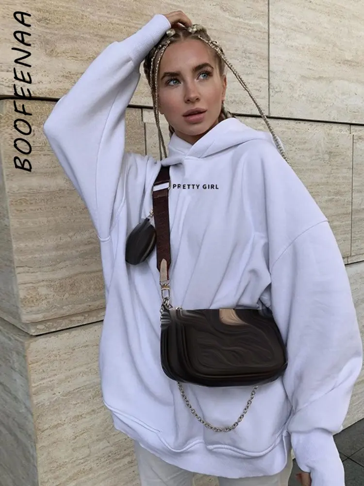 

BOOFEENAA Hooded Sweatshirts Pullovers Streetwear Fashion Clothes for Women Oversized Graphic Hoodie Long Sleeve Top C76-DB66