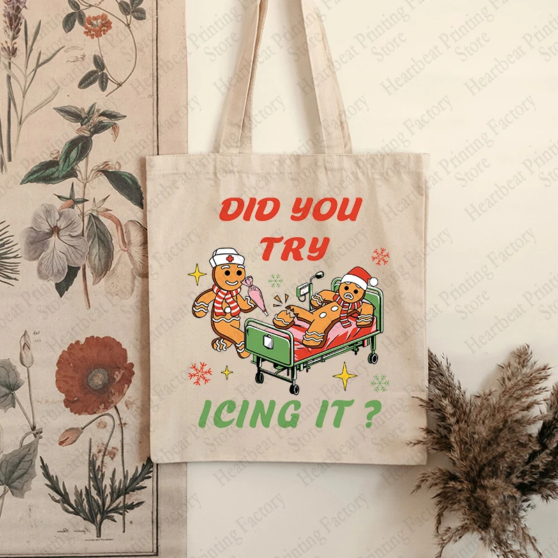 Сумка-тоут женская парусиновая забавная Сумочка на плечо с рождественским