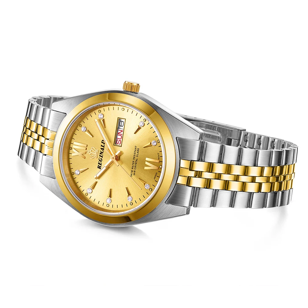 Часы наручные REGINALD для мужчин и женщин золотистые ультратонкие кварцевые