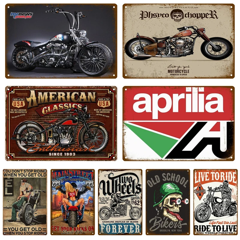 Винтажный настенный плакат в стиле ретро для мотоцикла гаража |