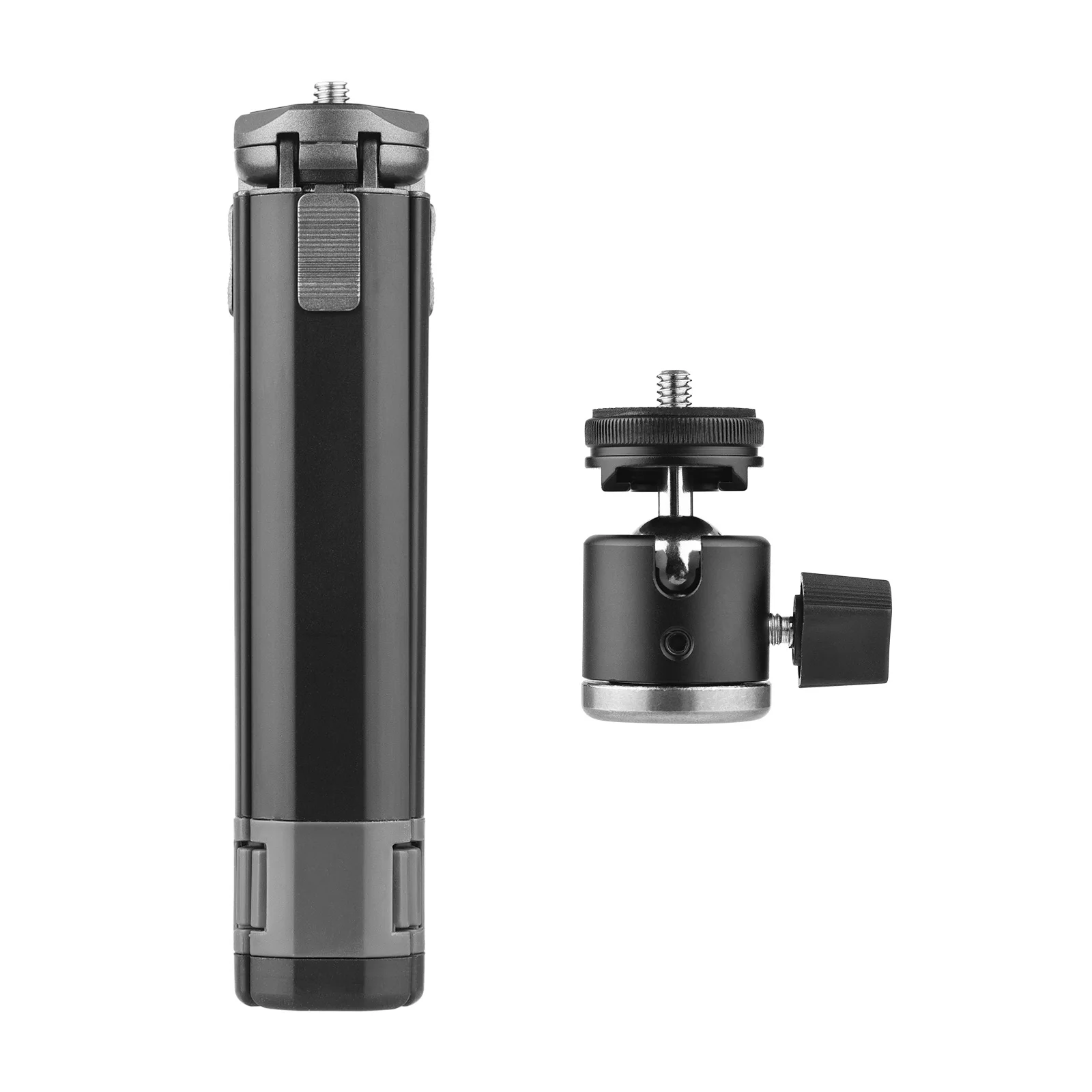 

Мини-штатив из алюминиевого сплава с двойной шаровой головкой, портативный штатив с ручкой, шаровая Головка 1/4, Холодный башмак для телефона...