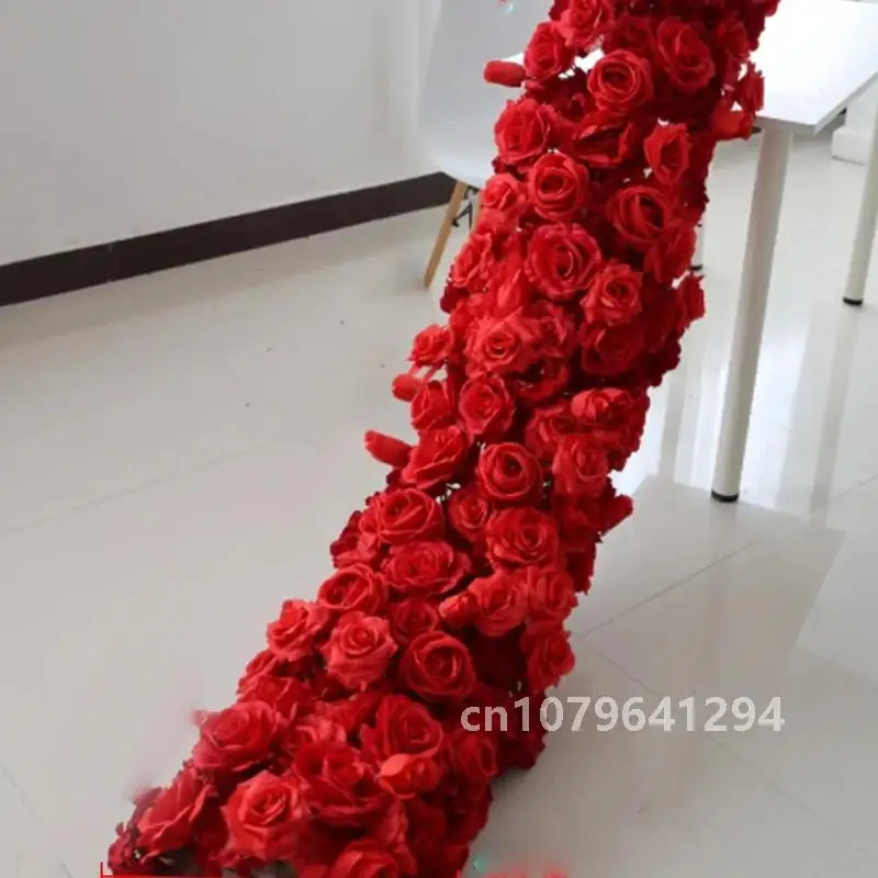2m Luxury Artificial Flowers Wedding Decoration Table Long Runner Flower Row Floral Backdrop Arrangement Wall Arch Decor