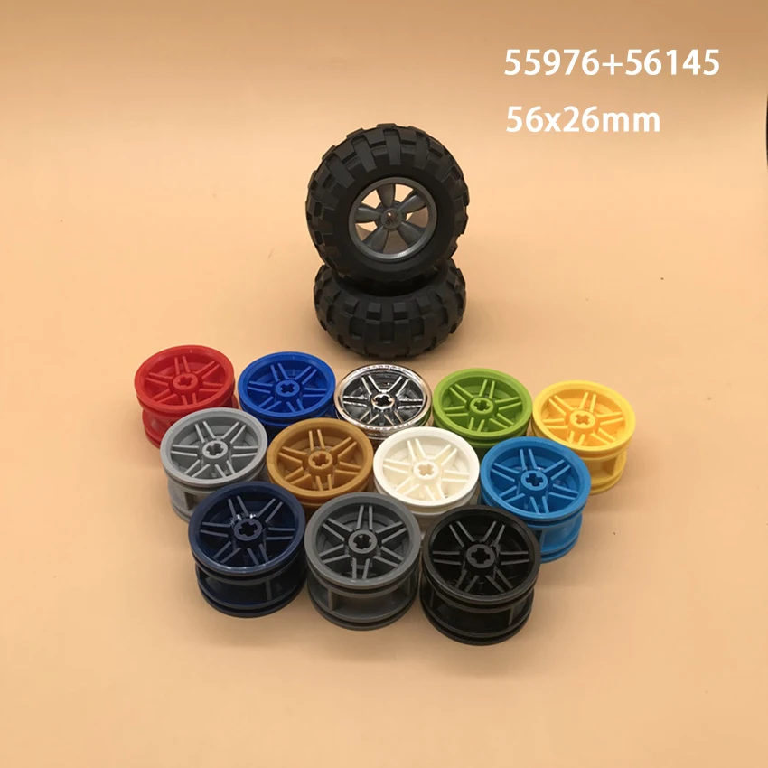 Технологическое колесо для самостоятельной сборки, автомобильный Грузовик, строительный блок, колесная Втулка 30x20 мм, 56x26 мм, часть для шин MOC, совместима с 55976 56145
