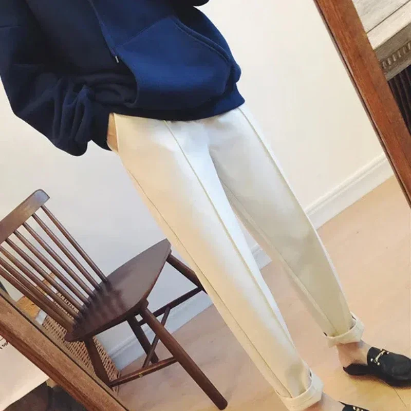 Женские уличные повседневные брюки с карманами в стиле пэчворк осенне-зимние