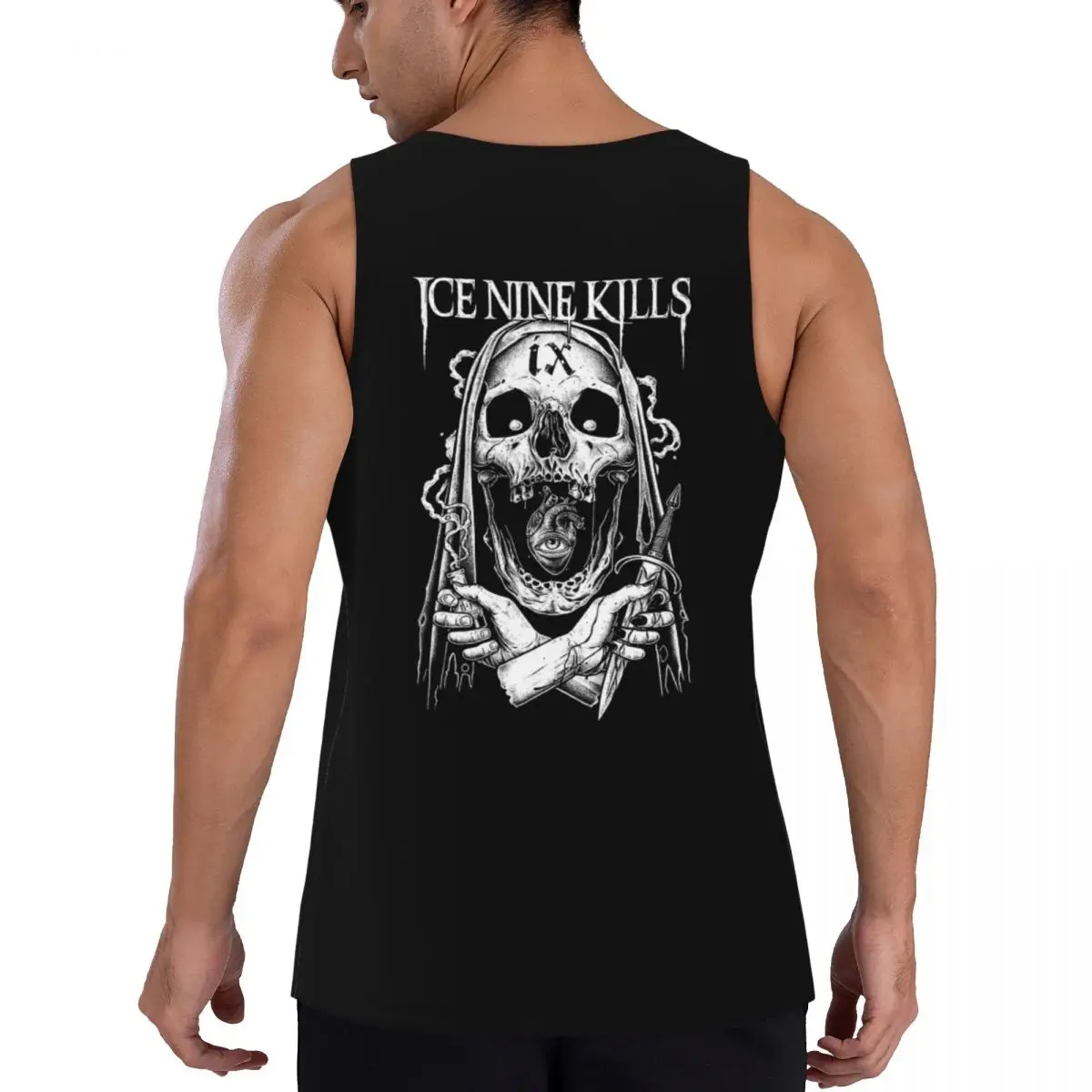 Фото Быстросохнущая рубашка без рукавов Michele Nolli Ice Nine Kills Gym Tank Muscle, дышащий жилет для бодибилдинга №3