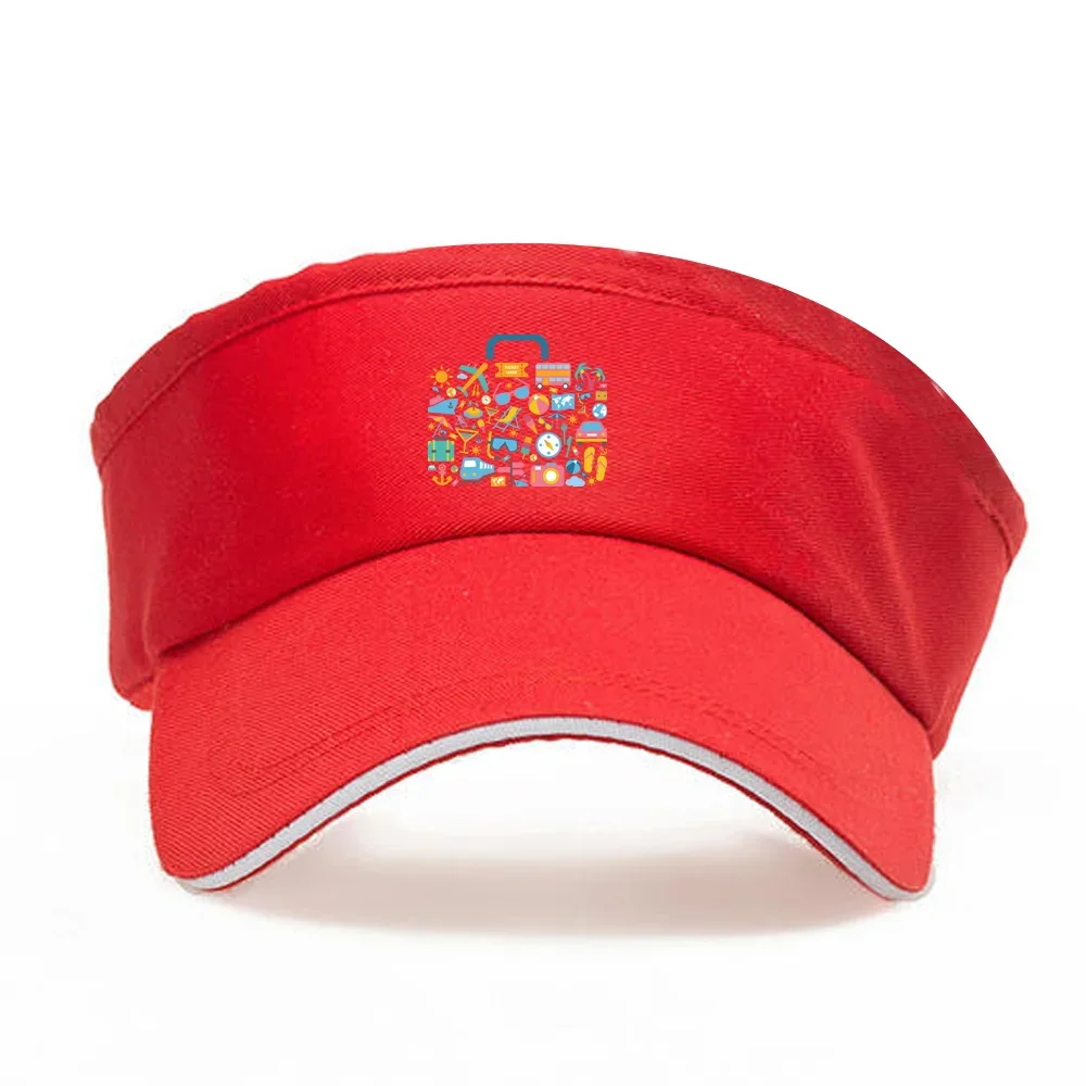 Baseball Cap New Era Design Outdoors Sun Hat Ttravel Print Series Red Empty Top for Golf Marathon Running