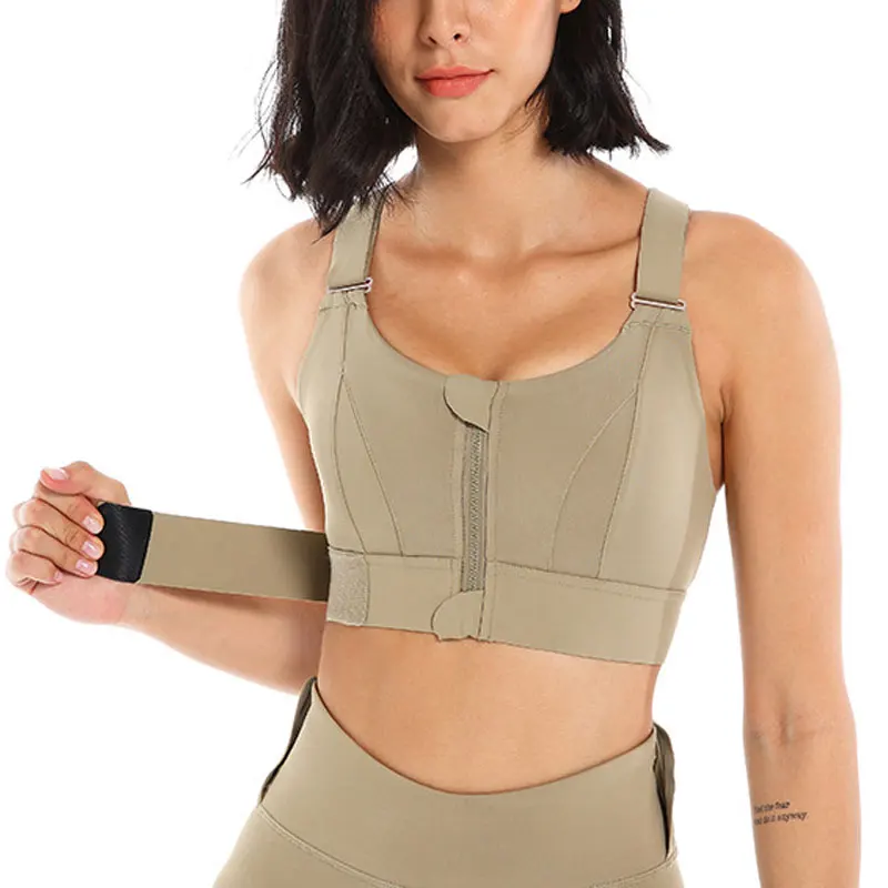 

Women Zipper Sports Bra Gym Yoga Crop Top Plus Size Fitness Sport Underwear Female Adjustable Waist Strap Fitness Yoga Vest Bra