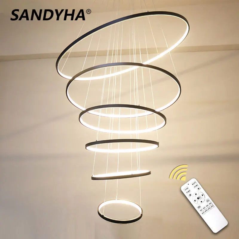 

Nordic Led Ceiling Chandeliers Ring Remote Control Pendant Lights Bedroom Living Room Kitchen Home Decoration Indoor Lamps
