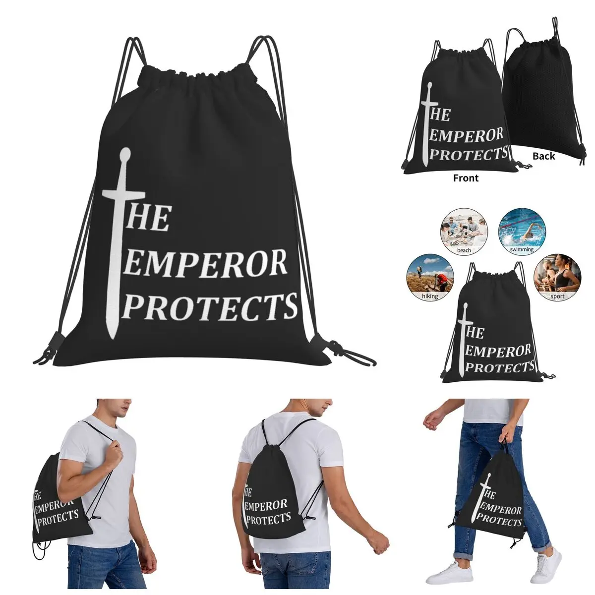 

Backpack Funny Novelty Drawstring Bags Gym Bag The Emperor Protects Essential 1 premium Blanket roll