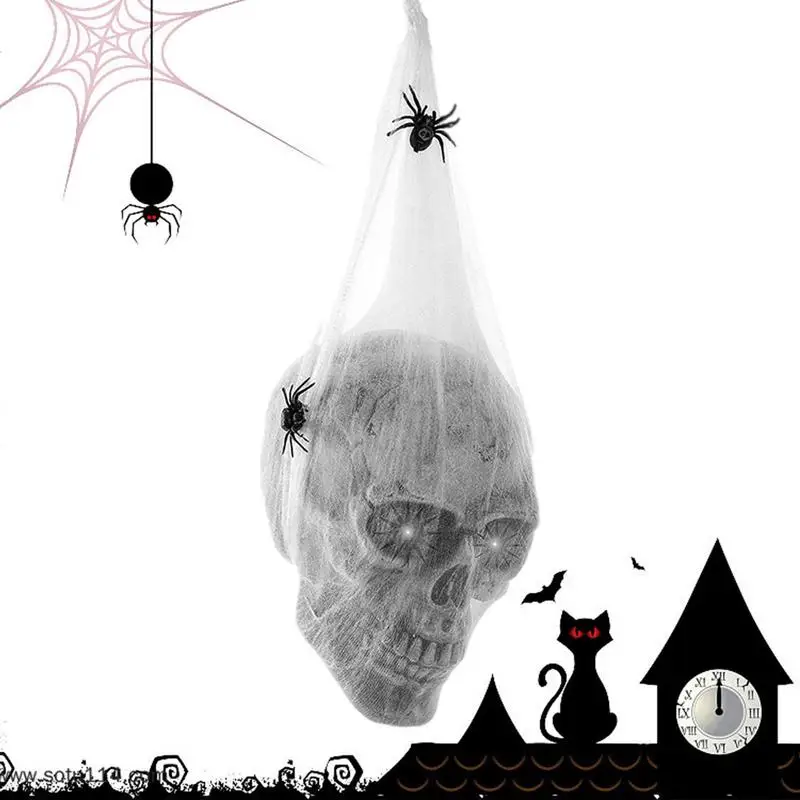 Женский светящийся хлопковый череп-паук с голосовым управлением