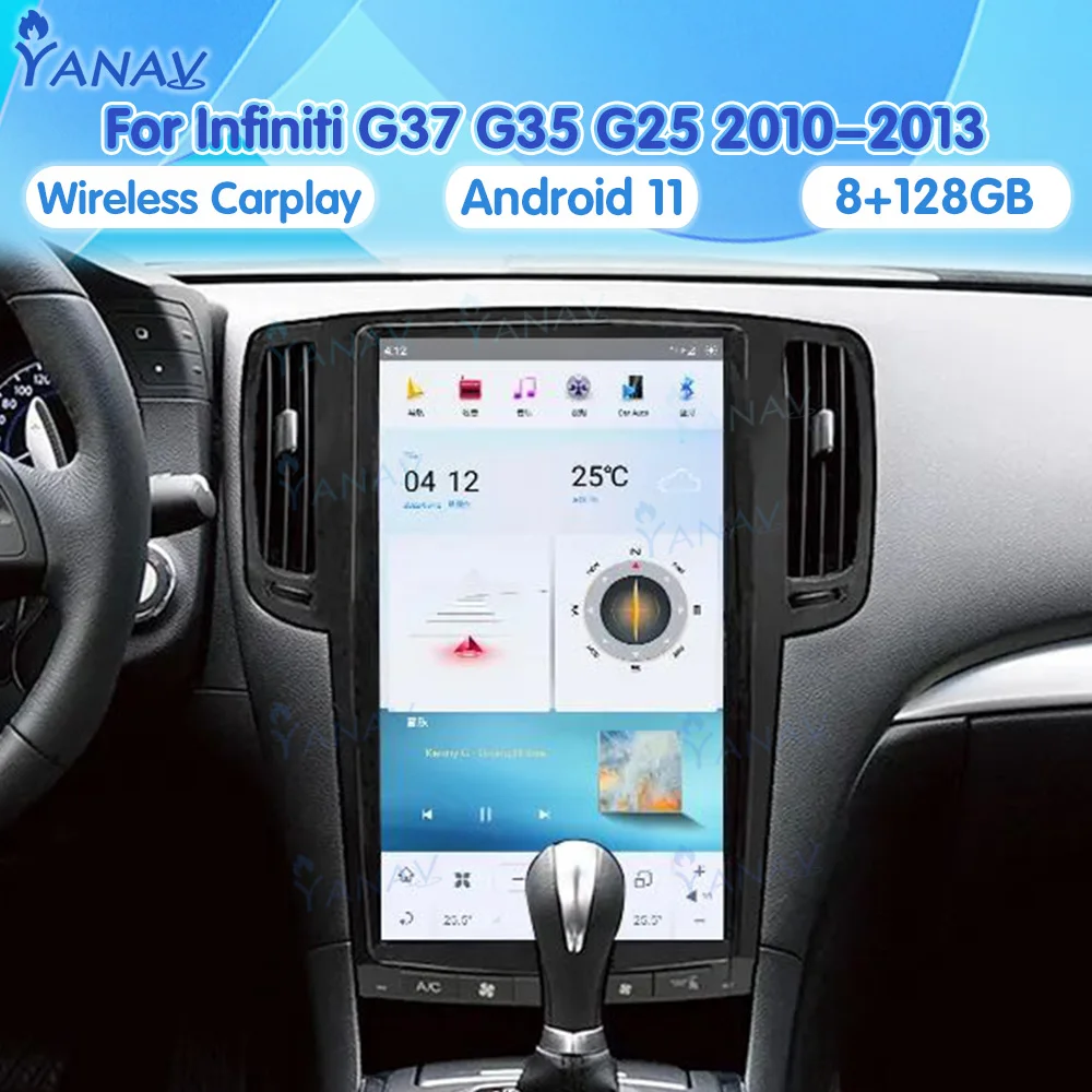 

Автомагнитола в стиле Tesla для Infiniti G37 G35 G25 2010-2013 Android 11, автомобильный стерео мультимедийный плеер с GPS-навигацией, 4G, Wi-Fi