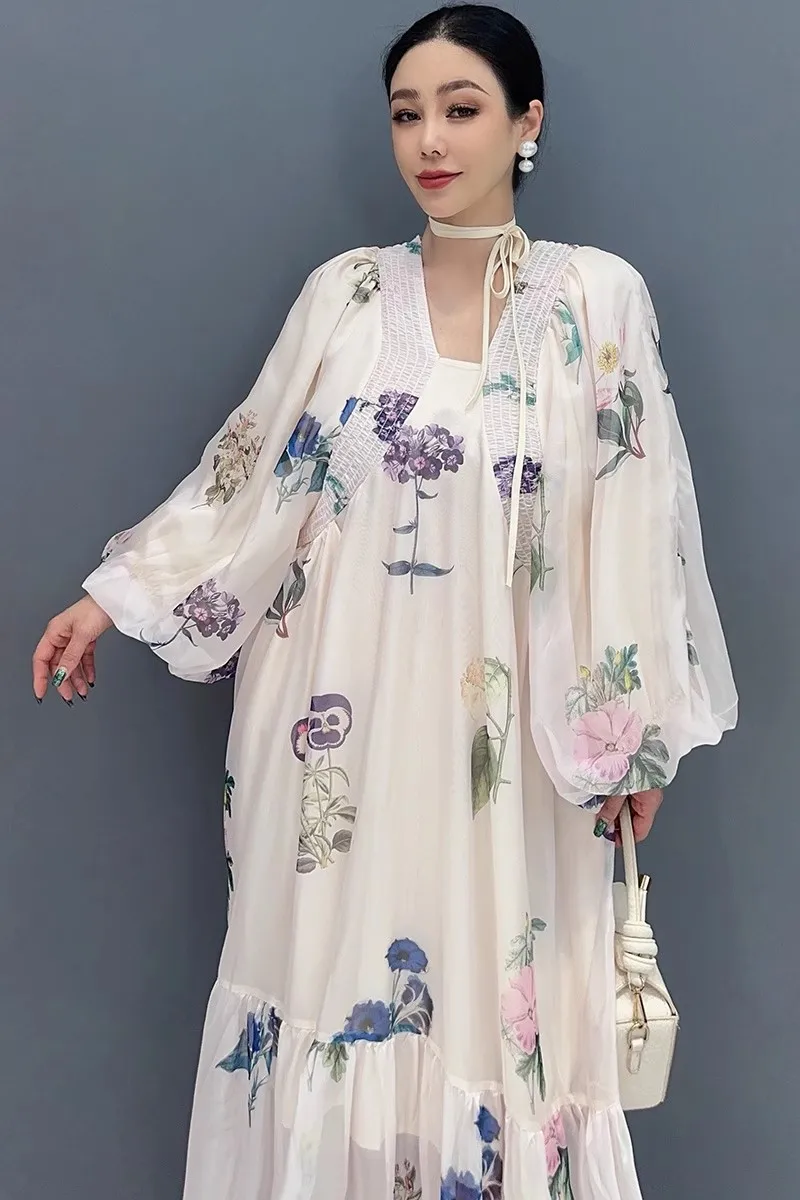 Осенние новые свободные элегантные длинные платья с принтом женские модные