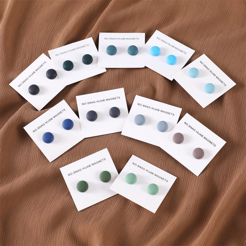 

Cross-Border round Color Safety Pin Scarf Strong Magnetic Buckle Scarf Buckle High-Grade Anti-Exposure Brooch 54 Color Two Piece