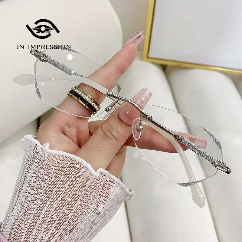 

Cut Edge Frameless Presbyopic Glasses Starlight Trendy Glasses Versatile Anti-blue Light Plus Glasses Gafas Myopia Hombre