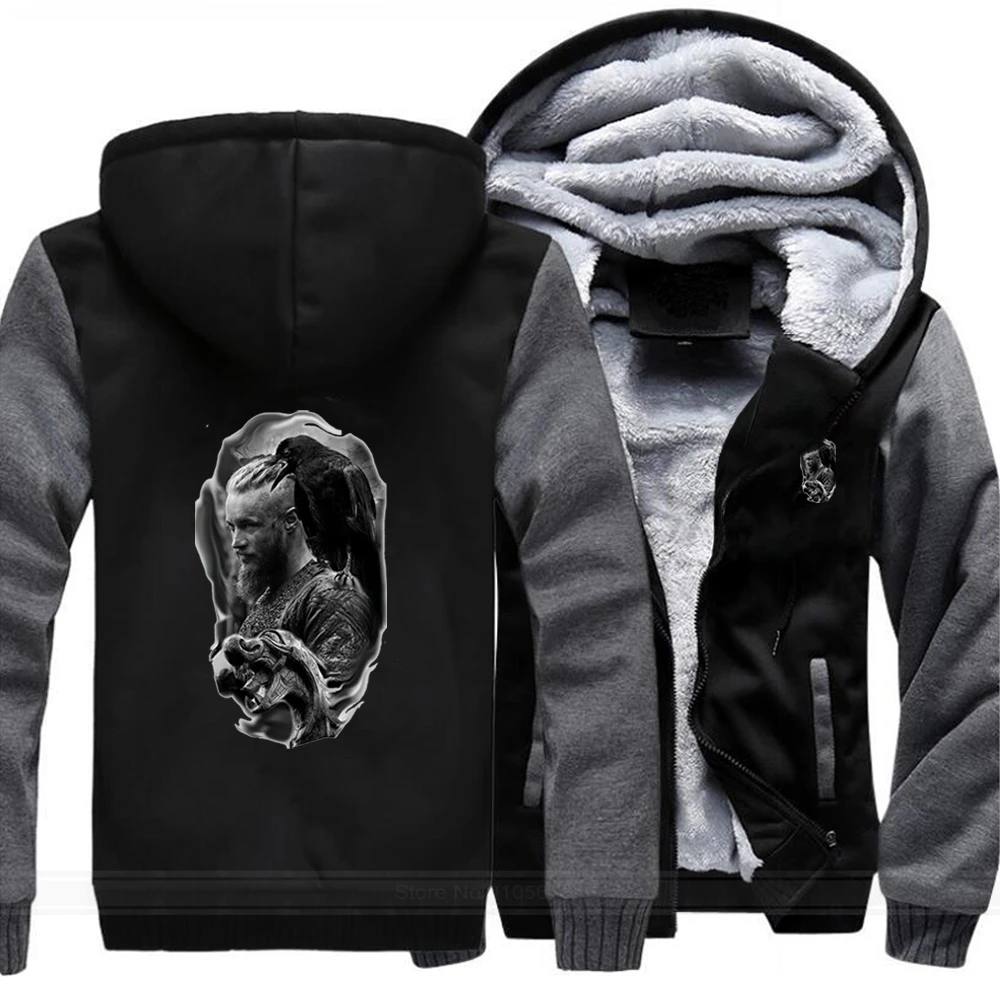 

TV show vikings the viking Berserker Ragnar Jackets New Hoody Sweatshirts Tracksuits Winter Warm Fleece Casual Hoodies Men