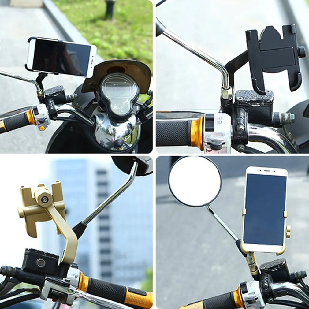 

Aluminum Alloy Fixed Mobile Phone Holder GPS Adjustable Width Suitable For Motorcycles Rearview Mirror Type