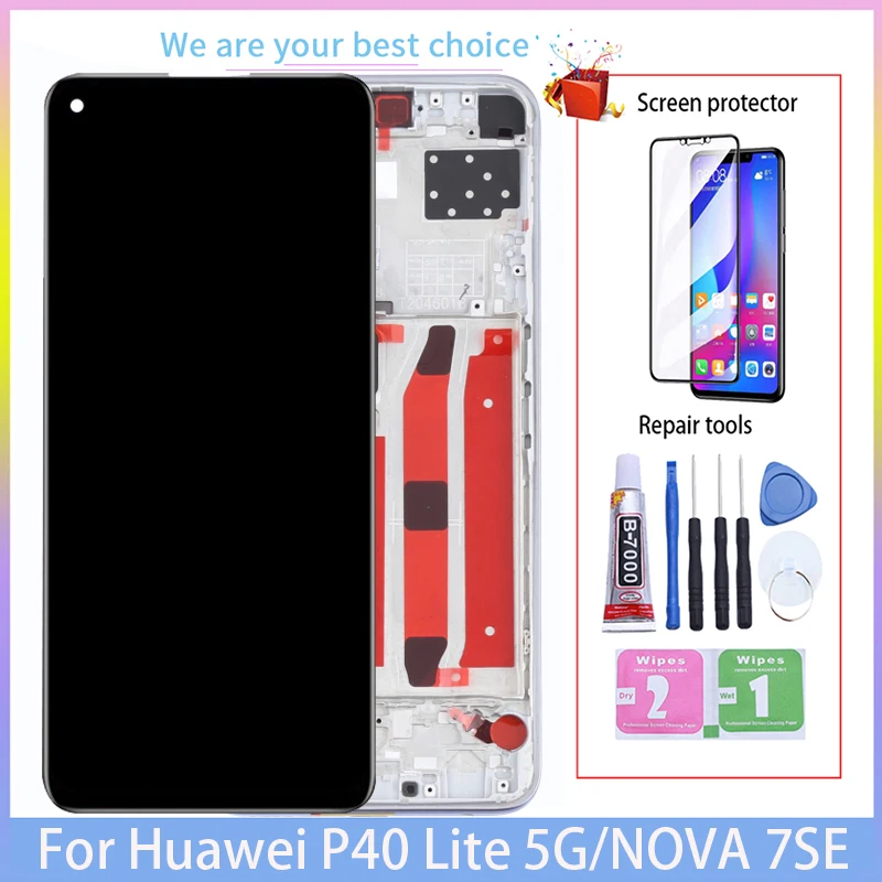 

6.5" AAA Quality For Huawei Nova 7 SE P40 Lite 5G LCD Display Touch Screen Digitizer Assembly With Frame Replacement