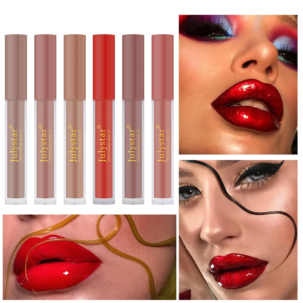 

6-Color Water Light Mirror Lip Glaze Moisturizing Moisturizing Sexy Lip Gloss Set Makeup Lasting Color Non-Stick Cup Lip Gloss