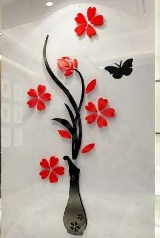 

3D Наклейка на стену, многокомпонентная акриловая Наклейка на стену с цветами, художественный настенный плакат «сделай сам», домашний декор,...