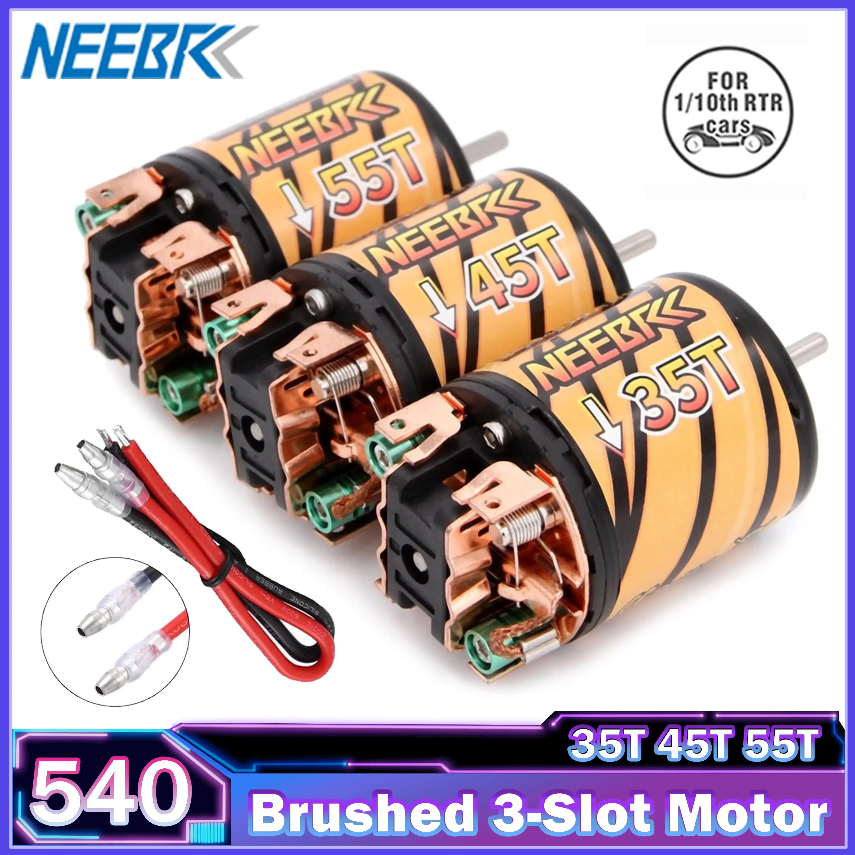 

540 Brushed 3-Slot Motor 35T 45T 55T 3.175mm for 1/10 RC Car Crawler Axial SCX10 AXI03007 90046 Traxxas TRX4 D90 MST Slash TRX6